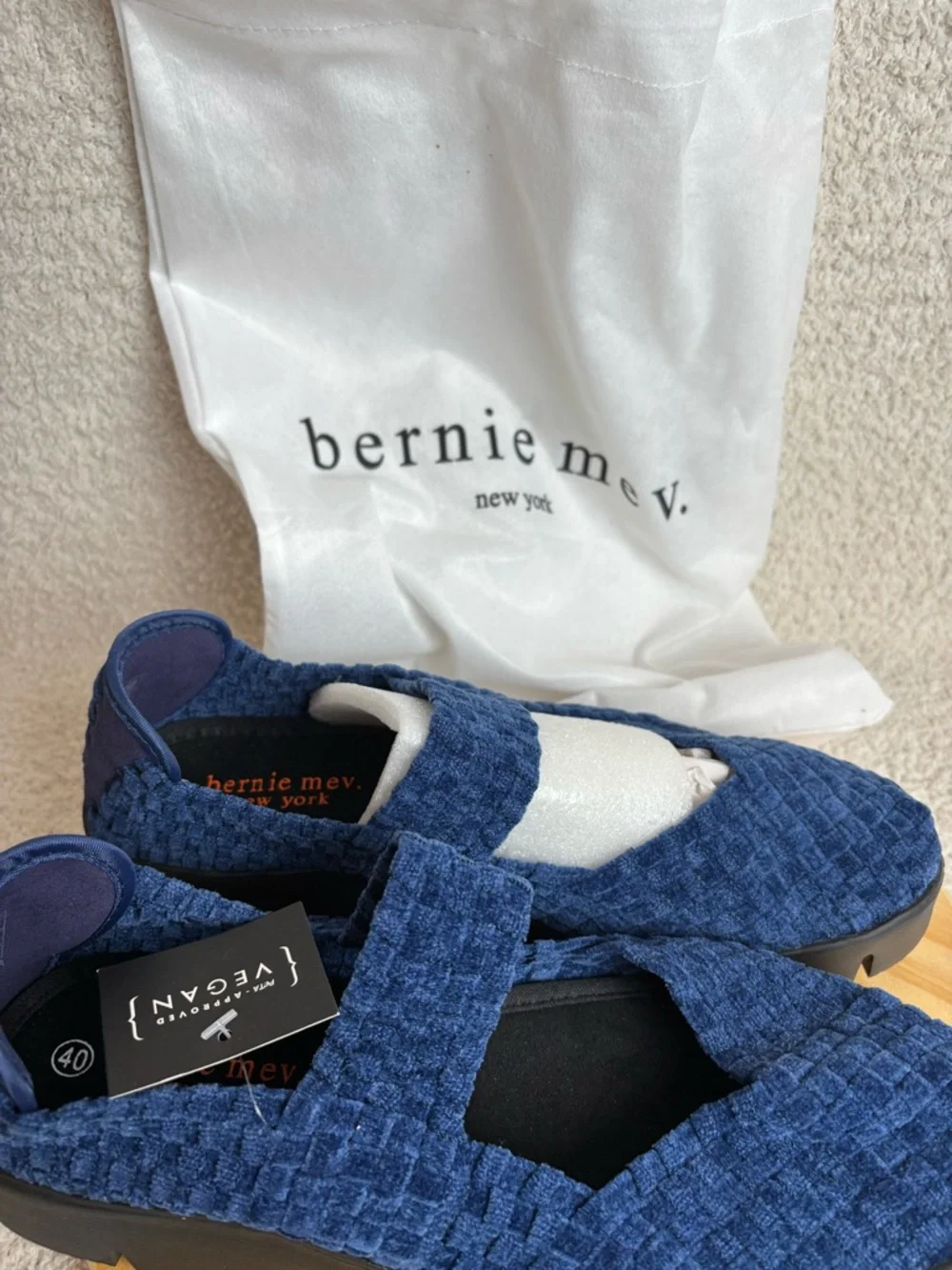 Benie Mev Shoes Womens 40 US 9 Charm Comfi Mary Jane Woven Wedge in Blue